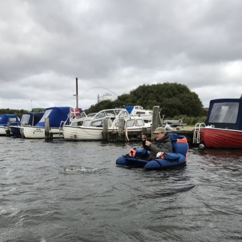 aborrefiskeri fra flydering Vonåen ved Ringkøbing Sommerlyst