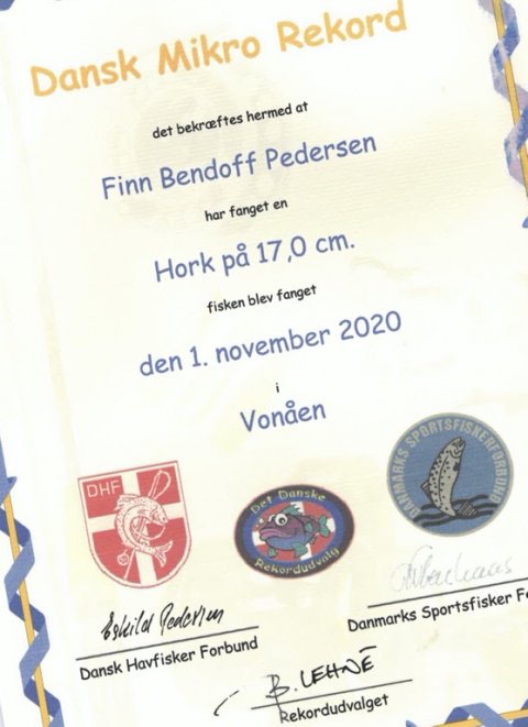 diplom rekordudvalget hork Vonå danmarksrekord