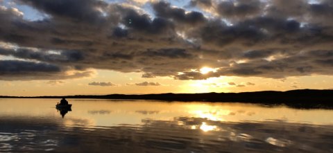 kajak fiskeri  solnedgang vestjylland ringkøbing fjord